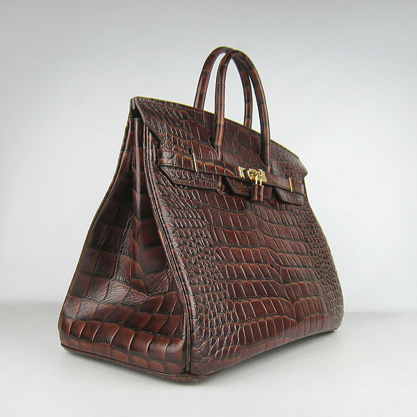 Replica Hermes Birkin 40CM Crocodile Veins Leather Bag Dark Coffee 6099 Online